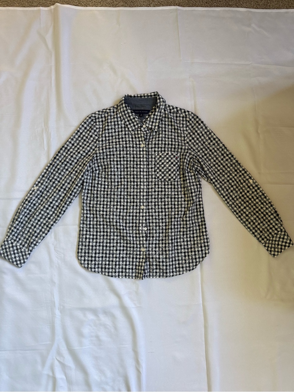 Tommy Hilfiger Black and White Gingham Button-Down Shirt